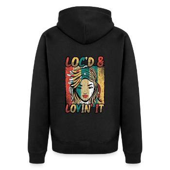 Locd And Lovin It Dreadlocks Melanin Black Queen - Veste à capuche bio Premium Unisexe - noir - Dos - Nico (187cm)
