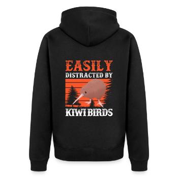 Kiwi Vogel abgelenkt durch Neuseeland Kiwi - Unisex Premium Bio Zip Hoodie - Schwarz - Hinten - Nico (187cm)