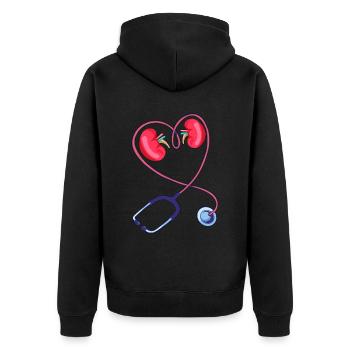 Dialysis Technician Stethoscope Love Nephrologist - Unisex Premium Organic Zip Hoodie - black - Back - Nico (187cm)