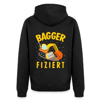 Baggerfahrer Baustelle Bagger - Unisex Premium Bio Zip Hoodie - Schwarz - Hinten - Nico (187cm)