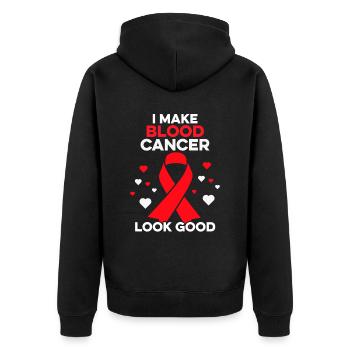Ich lasse Blutkrebs gut aussehen Lustig Blutkrebs - Unisex Premium Bio Zip Hoodie - Schwarz - Hinten - Nico (187cm)