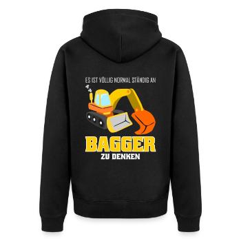 Bagger lustig Baustelle Baggerfahrer - Unisex Premium Bio Zip Hoodie - Schwarz - Hinten - Nico (187cm)