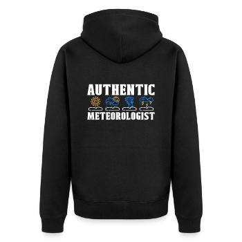 Meteorology Authentic Meteorologist Loves Forecast - Unisex Premium Bio Zip Hoodie - Schwarz - Hinten - Nico (187cm)