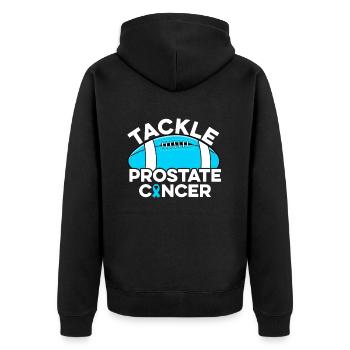 Prostatakrebs bekämpfen Fußball Prostatakrebs - Unisex Premium Bio Zip Hoodie - Schwarz - Hinten - Nico (187cm)