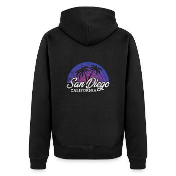 San Diego California USA Vacation America Gift - Unisex Premium Organic Zip Hoodie - black - Back - Nico (187cm)