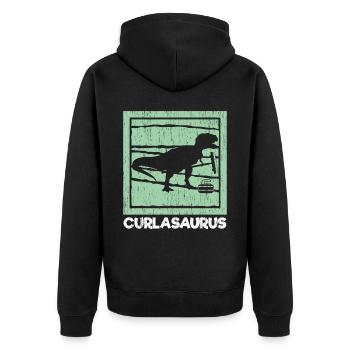 Curlasaurus Curler Sport Curling Pierre Dinosaure - Veste à capuche bio Premium Unisexe - noir - Dos - Nico (187cm)