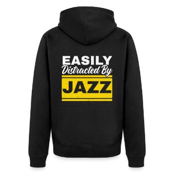 Facilement distrait par un musicien amateur de jazz - Veste à capuche bio Premium Unisexe - noir - Dos - Nico (187cm)