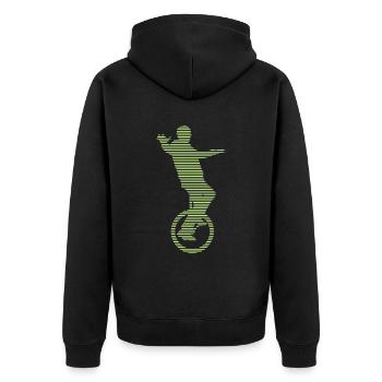 Einrad - Unisex Premium Bio Zip Hoodie - Schwarz - Hinten - Nico (187cm)