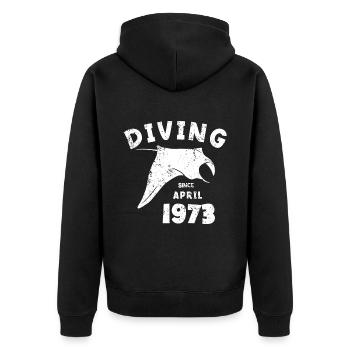 Anniversaire du plongeur - Plongée depuis avril 1973 - Veste à capuche bio Premium Unisexe - noir - Dos - Nico (187cm)