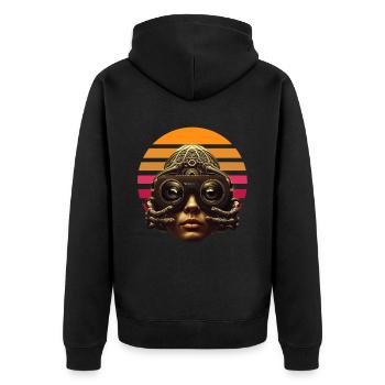 Virtuelle Realität Headset Zukunft - Unisex Premium Bio Zip Hoodie - Schwarz - Hinten - Nico (187cm)