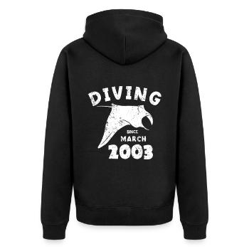 Diver Birthday - Plongée depuis mars 2003 - Veste à capuche bio Premium Unisexe - noir - Dos - Nico (187cm)