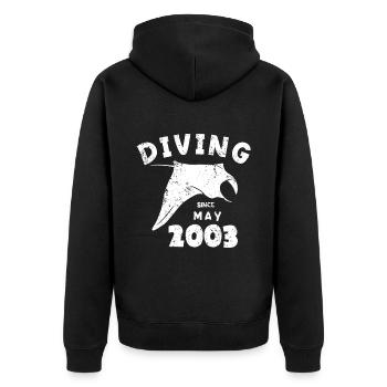 Anniversaire du plongeur - Plongée depuis mai 2003 - Veste à capuche bio Premium Unisexe - noir - Dos - Nico (187cm)