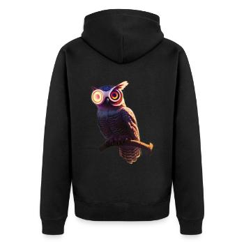 Roboter Eule Hybrid Wesen - Unisex Premium Bio Zip Hoodie - Schwarz - Hinten - Nico (187cm)