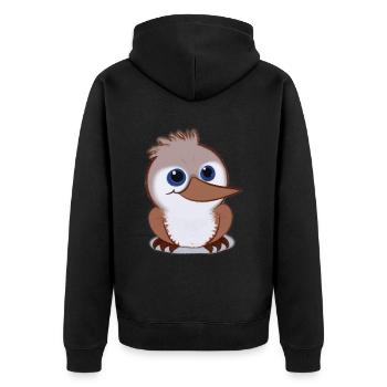 Kookaburra Zeichnung - Unisex Premium Bio Zip Hoodie - Schwarz - Hinten - Nico (187cm)