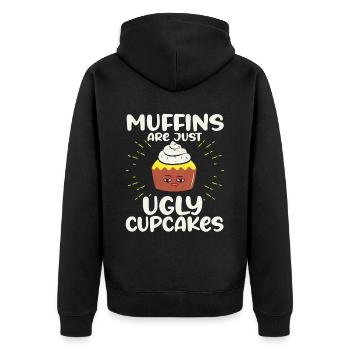 Muffins Are Just Ugly Cupcakes Kawaii Cupcake - Unisex Premium Bio Zip Hoodie - Schwarz - Hinten - Nico (187cm)