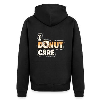 I Donut Care Funny Donut Lover - Unisex Premium Organic Zip Hoodie - black - Back - Nico (187cm)