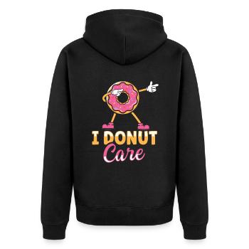 I Donut Care Funny Donut Lover - Unisex Premium Organic Zip Hoodie - black - Back - Nico (187cm)