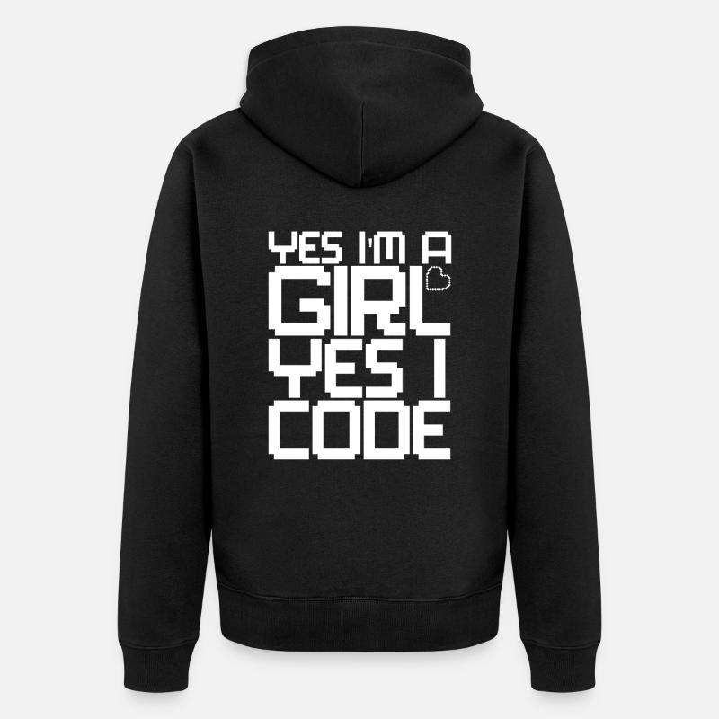 Développeur Coder Programmeur Girl - Veste à capuche bio Premium Unisexe - noir