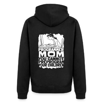 Entwickler Coder Programmierer Mama - Unisex Premium Bio Zip Hoodie - Schwarz - Hinten - Nico (187cm)