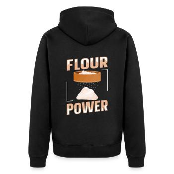 Funny Design for Baker and Pastry Cook Flour Power - Unisex Premium Organic Zip Hoodie - black - Back - Nico (187cm)