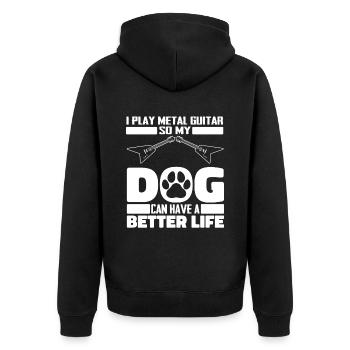 Metal Gitarre Rock Gitarrist Hund - Unisex Premium Bio Zip Hoodie - Schwarz - Hinten - Nico (187cm)