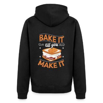 Bake It Till You Make It Funny Design for Baker - Unisex Premium Bio Zip Hoodie - Schwarz - Hinten - Nico (187cm)