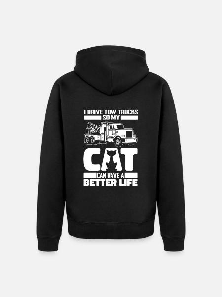 Abschleppdienst Abschlepper Katze - Unisex Premium Bio Zip Hoodie - Schwarz