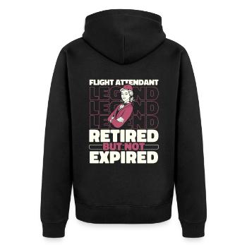 Retired flight attendant stewardess - Unisex Premium Organic Zip Hoodie - black - Back - Nico (187cm)