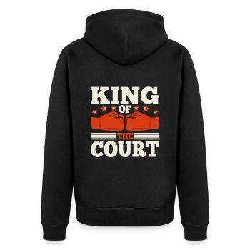 Boxer Quote King Of The Court Boxing Gloves Gift - Unisex Premium Bio Zip Hoodie - Schwarz - Hinten - Nico (187cm)