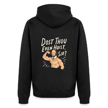William Shakespeare Zitat - Unisex Premium Bio Zip Hoodie - Schwarz - Hinten - Nico (187cm)