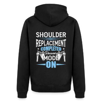 Humour de récupération de l’épaule - Veste à capuche bio Premium Unisexe - noir - Dos - Nico (187cm)