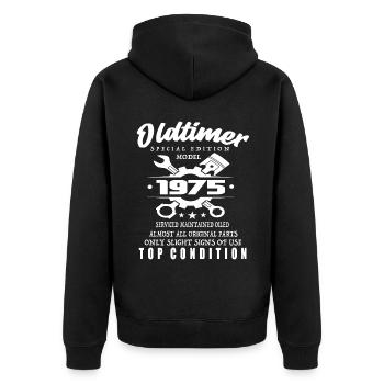 Oldtimer Special Edition Model 1975 Birthday - Unisex Premium Organic Zip Hoodie - black - Back - Nico (187cm)