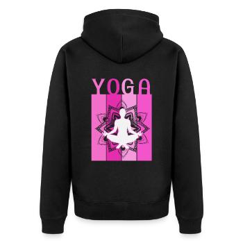 Retro Lotus Flower Meditating Yoga - Unisex Premium Bio Zip Hoodie - Schwarz - Hinten - Nico (187cm)