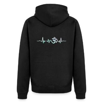 Heartbeat OM Yoga - Unisex Premium Bio Zip Hoodie - Schwarz - Hinten - Nico (187cm)