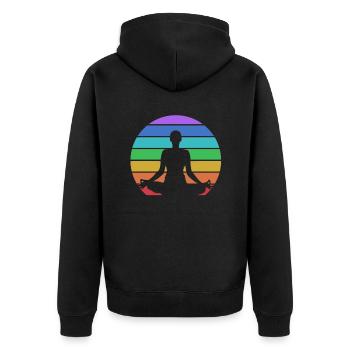 Yoga Meditation Spiritual Body Energy Chakras - Unisex Premium Bio Zip Hoodie - Schwarz - Hinten - Nico (187cm)