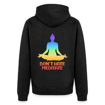 Ne détestez pas le yoga médité - Veste à capuche bio Premium Unisexe - noir - Dos - Nico (187cm)