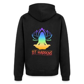 Sit Happens Yoga - Veste à capuche bio Premium Unisexe - noir - Dos - Nico (187cm)