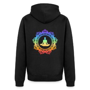 Yoga Meditation Spiritual Body Energy Chakras - Unisex Premium Bio Zip Hoodie - Schwarz - Hinten - Nico (187cm)