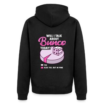 Bunco - Unisex Premium Organic Zip Hoodie - black - Back - Nico (187cm)