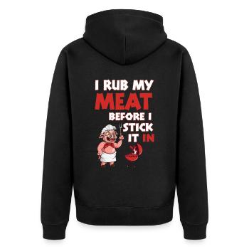 Lustiger versauter Grill Spruch Männer Grillen - Unisex Premium Bio Zip Hoodie - Schwarz - Hinten - Nico (187cm)