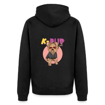 K Pop Hund Koreanischer Pop - Unisex Premium Bio Zip Hoodie - Schwarz - Hinten - Nico (187cm)