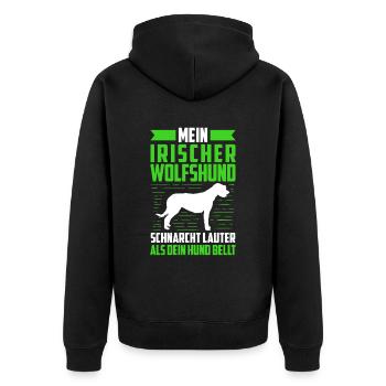 Irischer Wolfshund schnarcht laut Irland Windhund - Unisex Premium Bio Zip Hoodie - Schwarz - Hinten - Nico (187cm)