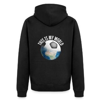 Le football est mon monde - Veste à capuche bio Premium Unisexe - noir - Dos - Nico (187cm)