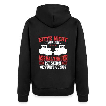 Den Asphaltbauer nicht stören Asphaltierer - Unisex Premium Bio Zip Hoodie - Schwarz - Hinten - Nico (187cm)