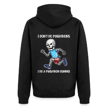 I Do A Marathon Runner Marathon Geschenk - Unisex Premium Bio Zip Hoodie - Schwarz - Hinten - Nico (187cm)