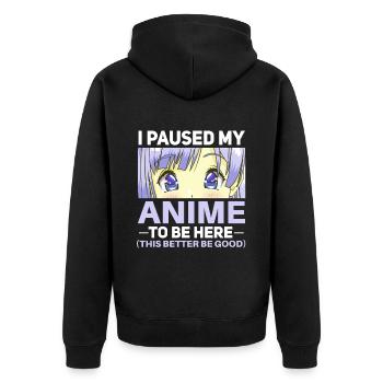 Lustiges Anime Spruch Design - Unisex Premium Bio Zip Hoodie - Schwarz - Hinten - Nico (187cm)