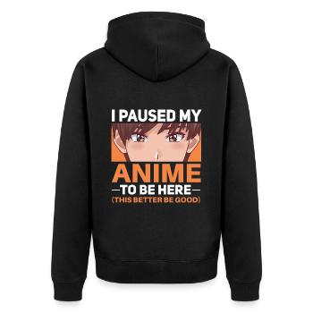 Lustiges Anime Spruch Design - Unisex Premium Bio Zip Hoodie - Schwarz - Hinten - Nico (187cm)