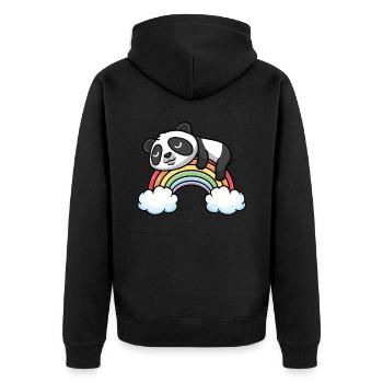 Panda With Rainbow Sleep Sleep Napping - Unisex Premium Organic Zip Hoodie - black - Back - Nico (187cm)