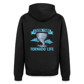 Tornadoes Living That Tornado Life Storm Hunter - Unisex Premium Organic Zip Hoodie - black - Back - Nico (187cm)