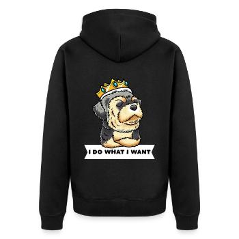 Chien Morkie avec couronne - Veste à capuche bio Premium Unisexe - noir - Dos - Nico (187cm)